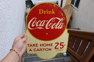 Vintage Drink Coca Cola Coke Take Home A Carton Soda Advertising Sign