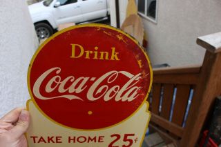 Vintage DRINK COCA COLA COKE TAKE HOME A CARTON SODA ADVERTISING SIGN 4