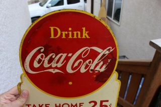 Vintage DRINK COCA COLA COKE TAKE HOME A CARTON SODA ADVERTISING SIGN 7