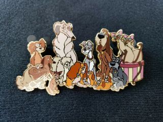 Rare Authentic Disney Pin Le 100 Lady And The Tramp Cast Jumbo Pin