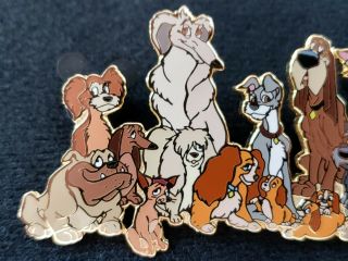 RARE Authentic Disney Pin LE 100 Lady and the Tramp Cast Jumbo Pin 2