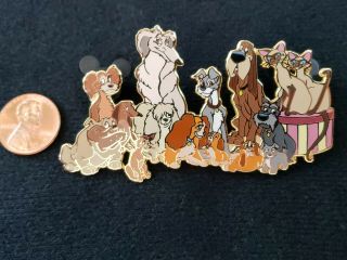 RARE Authentic Disney Pin LE 100 Lady and the Tramp Cast Jumbo Pin 4