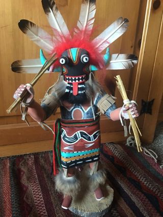 Navajo Made Vintage 15 1/2 " Kachina Native Doll Signed B & D Largo Authentic