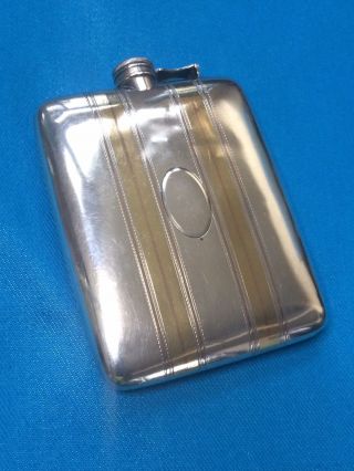 Vintage Eam Elgin Sterling Silver/14kt Gold Hip Flask 131.  5g