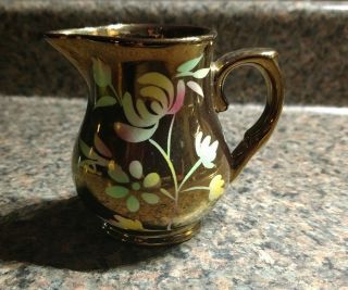 Vintage Copper Luster Ware Pitcher Flowers Floral Wade England Hh
