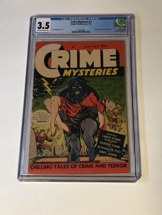 Crime Mysteries 2 (1952,  Ribage) Cgc 3.  5 Rare Classic Cover Swipe Htf Pre Code