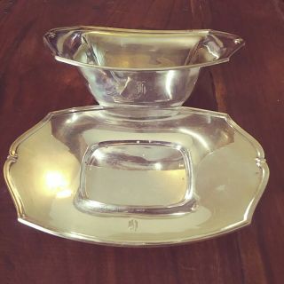 Minuet By International Sterling Silver Gravy Dish / Boat Tray Set G6 - 2.  925