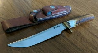 Rare Randall Made Knives Model 3 - 6 " Low " S " Stag 7 Spacer Leather Jrb Knife