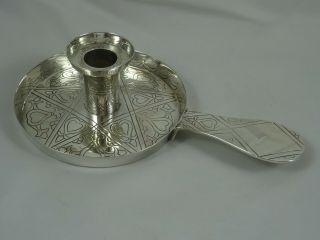 Rare Victorian Solid Silver Chamber Stick,  1887,  232gm
