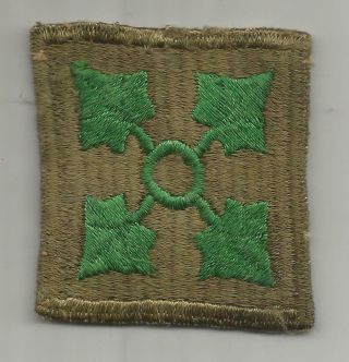 Ww 2 Us Army 4th Infantry Division Ribbed Weave Patch Inv Jr585