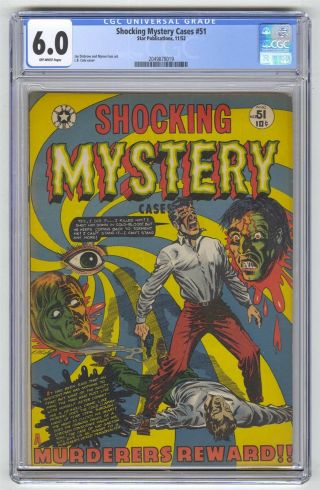 Shocking Mystery Cases 51 Cgc 6.  0 Vintage Star Pub Comic Horror Golden Age 10c