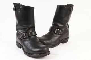 Vintage Walker Black Leather Motorcycle Engineer Boots Usa Mens Size 10.  5 Eee