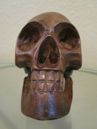 CARVED WOOD SKULL SKELETON DAY OF THE DEAD PUERTO RICO 3