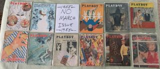 Original/vintage,  1955 Playboy Magzines Has Eleven Month Set