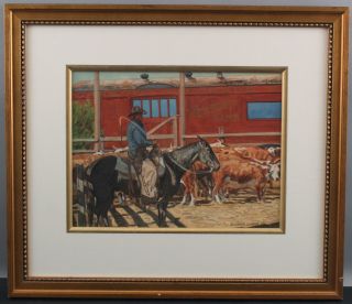 Vintage 1972 BUCKEYE JAMES BLAKE American Western Cowboy Bucking Bronco Painting 9