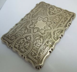 RARE ANTIQUE VICTORIAN 1875 GOTHIC STERLING SILVER CARD CASE GEORGE UNITE 2