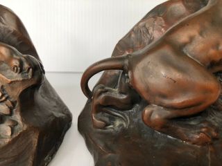 Rare Antique 1920 ' s Jennings Brothers JB 1619 Panther Bronze Bookends 9
