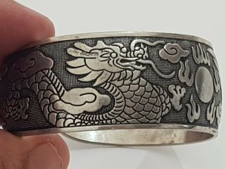 Exeptional Extremely Rare Vintage Silver Bracelet.  Dragon Figures.  38,  3 Gr.  64 Mm