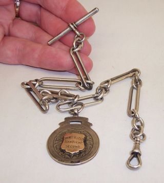 Vintage Solid Silver Hallmarked Pocket Watch Albert Chain Gold/silver Fob Charm