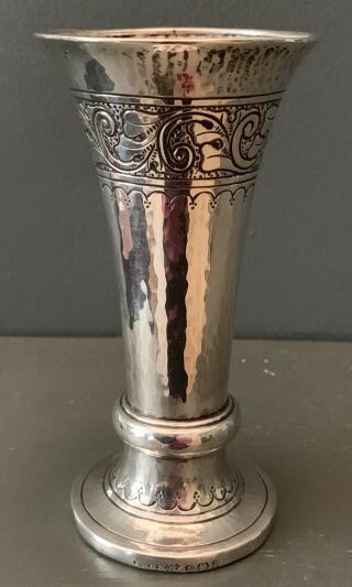 Rare Liberty & Co Arts & Crafts Solid Silver Vase - Birmingham 1924 -