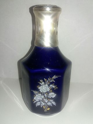 Vintage Lampe Berger France Blue And Gold Elegant Flowers