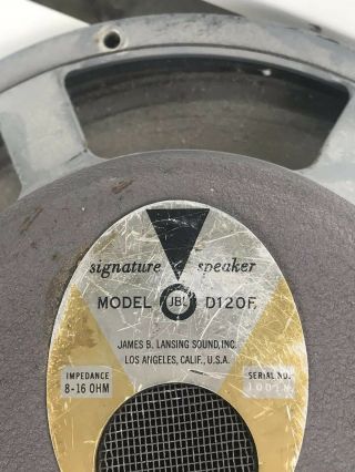 Vintage JBL D120F 12in.  Speaker 2