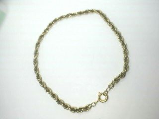 Pretty Solid 14kyg Thick Rope Link Chain Anklet/bracelet.  10.  4gm.