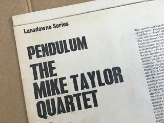 Rare MIKE TAYLOR QUARTET Pendulum UK 1st Press Vinyl LP 66 blue COLUMBIA SX6042 3