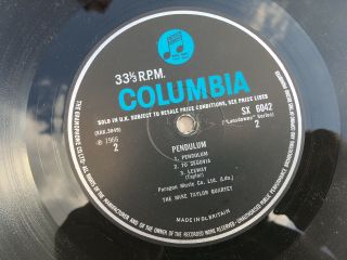 Rare MIKE TAYLOR QUARTET Pendulum UK 1st Press Vinyl LP 66 blue COLUMBIA SX6042 6