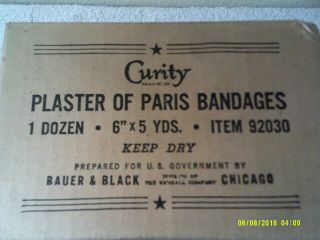Vintage Wwii Curity Plaster Of Paris Field Bandages