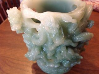 Green Glass Dragon Candle Holder