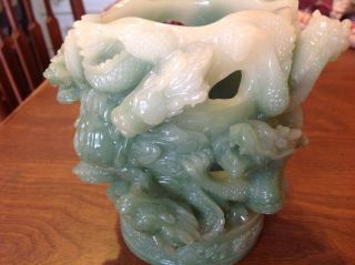 Green glass dragon candle holder 2