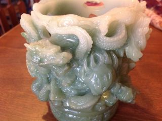 Green glass dragon candle holder 5