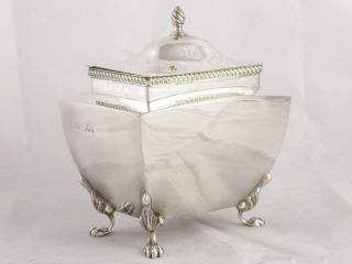 Quality Antique Edwardian Solid Sterling Silver Tea Caddy Box London 1910 215 G