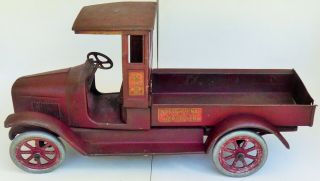 Red Baby International Harvester Buddy L Pressed Steel Truck Toy 23 " Long Rare