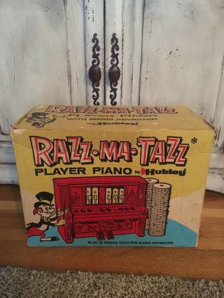 Vintage 1963 Hubley Razz - Ma - Tazz Player Piano W/music Roll & Box Rare