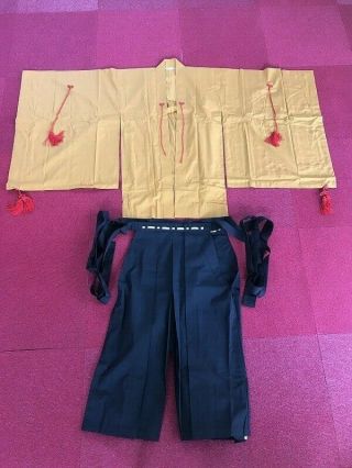 Monk Jacket Pants Hakama Brown Black Set Temple Red Tassel Japanese Vtg K67