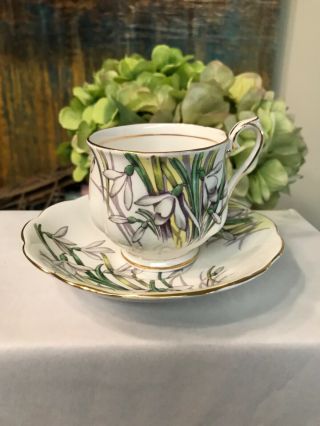 Royal Albert hand painted Snowdrop tea cup and saucer “Flower of The Month” 4