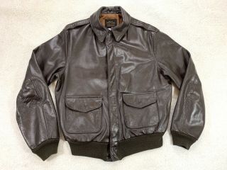Vintage Avirex A - 2 Brown Leather Flight Jacket Made In Usa Mens Size 42 / Large