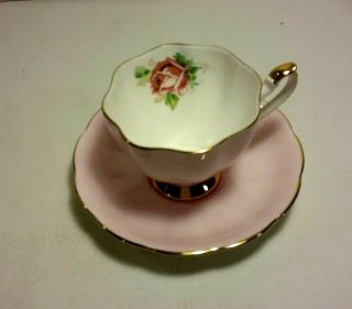 Vintage Queen Anne Cup And Saucer Pink With Rose