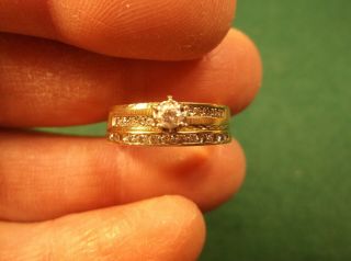 Uniquely Designed " Tessler & Weiss (tw) " 14k Ylw Gold & Diamond Wedding Ring Set