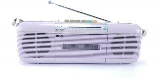 RARE Vintage Sharp QT - 50 (L) Lavender Stereo AM/FM Cassette Recorder Radio Strap 2