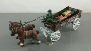 Vintage Cast Iron Horse Drawn Carriage Veggie & Fruit Cart