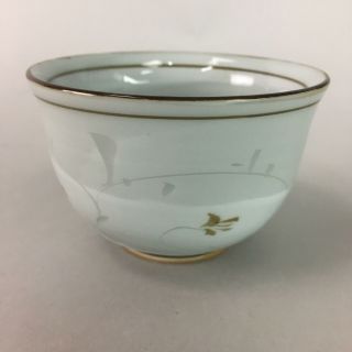 Japanese Arita Ware Porcelain Teacup Vtg Yunomi Floral Gray Signed Sencha Pt527