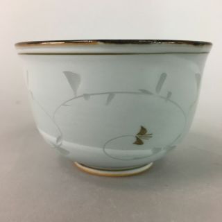 Japanese Arita ware Porcelain Teacup Vtg Yunomi Floral Gray Signed Sencha PT528 3