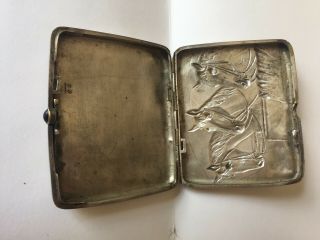 Rare Antique Russian 925 Silver Cigarette Case - Three Horses Scene Circa 1930s 7