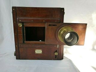 RARE ANTIQUE WOODEN FOLDING CAMERA MARION Co LONDON LENS AMATEUR APLANAT LARGE 12