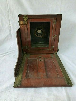 RARE ANTIQUE WOODEN FOLDING CAMERA MARION Co LONDON LENS AMATEUR APLANAT LARGE 9