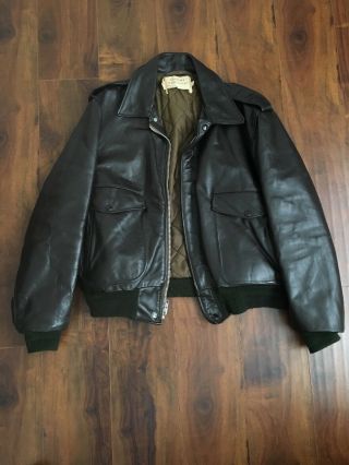 Mens’s Vintage Leather Flight Jacket Size 44 I - S - 674 - M - S By Schott Vtg