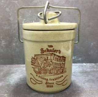 Vintage Win Schuler Restaurants Cheese Crock Wire Clamp